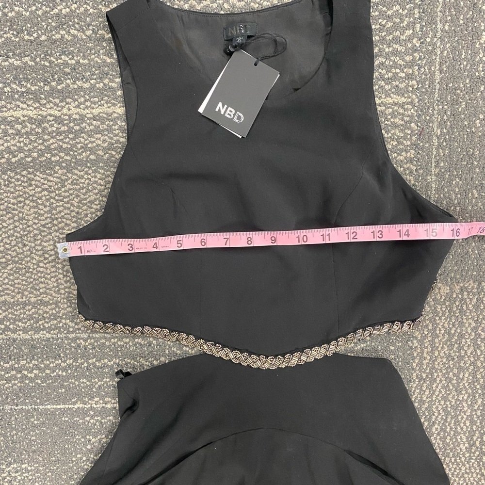 NWT NBD Black Embellished Cut Out Mini Dress Size M - Picture 8 of 12